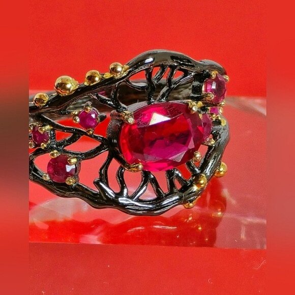 925 Sterling Silver Ring Sz 6.75 with Natural Ruby Gemstone - Picture 8 of 8